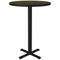 Correll 30'' Round Walnut Finish Bar Height Thermal-Fused Laminate Top Cafe / Breakroom Table 384BXB30TFRW